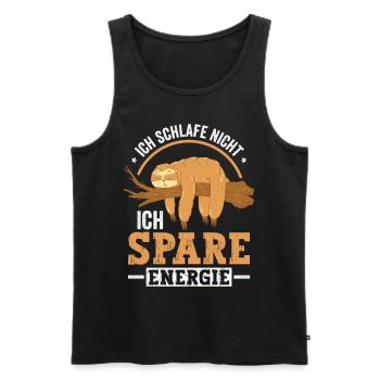 Ich spare Energie - Männer Premium Bio Tank Top - Schwarz - Vorne - Michal (187cm)