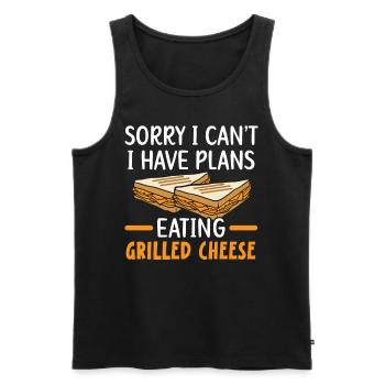 Sorry, I can't, I have plans, - Men's Premium Organic Tank Top - black - Front - AI Model Male 178 light (178cm)