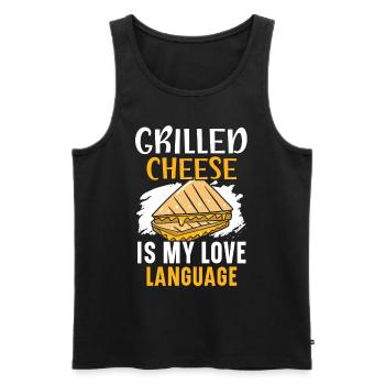 Grilled cheese is my love language Foodie Che - Men's Premium Organic Tank Top - black - Front - AI Model Male 178 light (178cm)