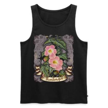 Illustration botanique de fleur de Thunbergia vintage - Débardeur bio Premium Homme - noir - Devant - AI Model Male 178 light (178cm)