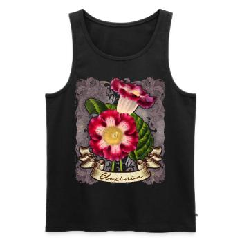 Illustration botanique de fleur de gloxinie vintage - Débardeur bio Premium Homme - noir - Devant - AI Model Male 178 light (178cm)