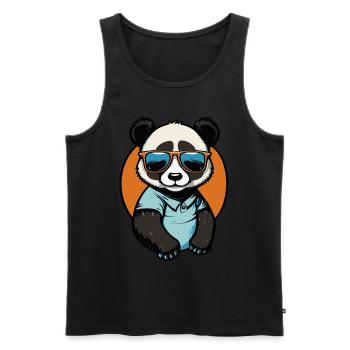Cool Cartoon Panda with Sunglasses Kawaii - Men's Premium Organic Tank Top - black - Front - Michal (187cm)
