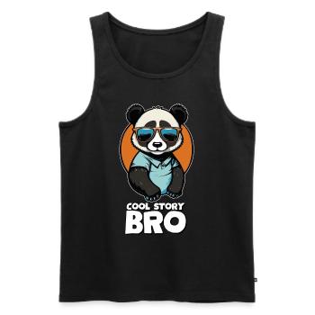 Cool panda "Cool Story Bro" with sunglasses - Men's Premium Organic Tank Top - black - Front - AI Model Male 178 light (178cm)