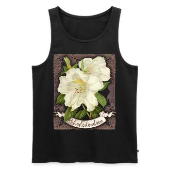 Vintage rhododendron, antique botanical drawing - Men's Premium Organic Tank Top - black - Front - Michal (187cm)