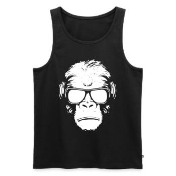 Cool monkey with sunglasses and headphones - Men's Premium Organic Tank Top - black - Front - Michal (187cm)