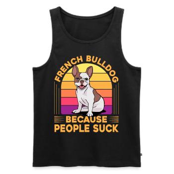 French Bulldog because people suck - Men's Premium Organic Tank Top - black - Front - Michal (187cm)