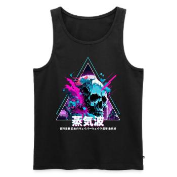 Glitch Skull Vaporwave Aesthetic Edgy Urban Japane - Men's Premium Organic Tank Top - black - Front - AI Model Male 178 light (178cm)