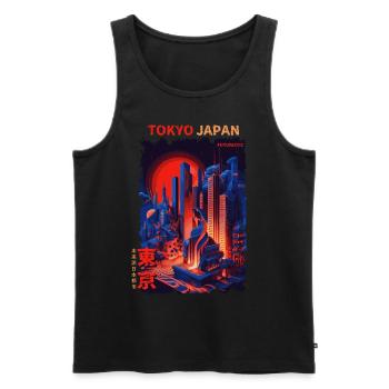 Tokyo Japan Futuristic Cyber City Urban Vaporwave - Männer Premium Bio Tank Top - Schwarz - Vorne - Michal (187cm)
