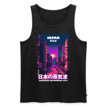 Tokyo City Pop Japan Vaporwave Cyber Glitch Art Ci - Men's Premium Organic Tank Top - black - Front - AI Model Male 178 light (178cm)