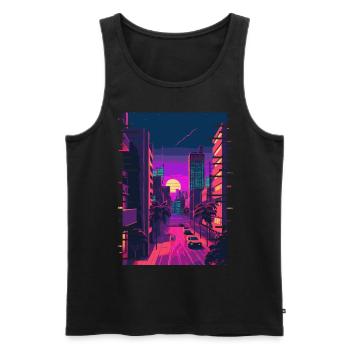 Japanese City Indie Aesthetic Glitch Art 80s 90s V - Männer Premium Bio Tank Top - Schwarz - Vorne - Michal (187cm)