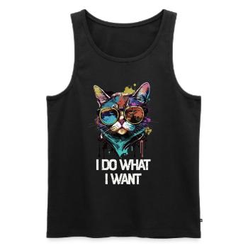 I Do What I Want Katze mit Sonnenbrille - Männer Premium Bio Tank Top - Schwarz - Vorne - AI Model Male 178 light (178cm)