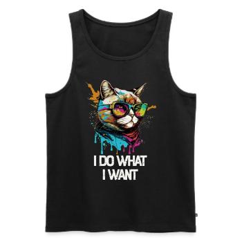 I Do What I Want Katze mit Sonnenbrille - Männer Premium Bio Tank Top - Schwarz - Vorne - AI Model Male 178 light (178cm)