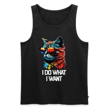 I Do What I Want Katze mit Sonnenbrille - Männer Premium Bio Tank Top - Schwarz - Vorne - AI Model Male 178 light (178cm)
