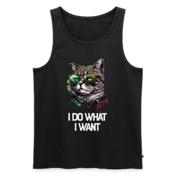 I Do What I Want Katze mit Sonnenbrille - Männer Premium Bio Tank Top - Schwarz - Vorne - AI Model Male 178 light (178cm)