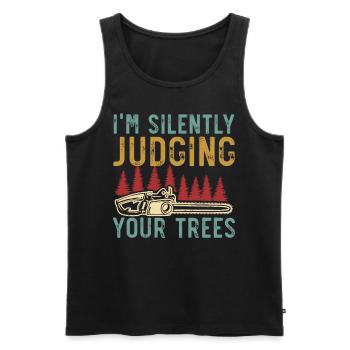 Ich richte stillschweigend über Ihre Bäume Arboris - Männer Premium Bio Tank Top - Schwarz - Vorne - Michal (187cm)