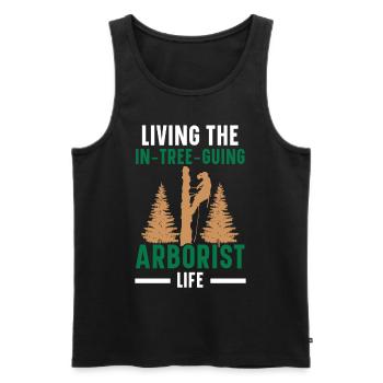 Das Leben eines Baumpflegers in den Bäumen Arboris - Männer Premium Bio Tank Top - Schwarz - Vorne - Michal (187cm)