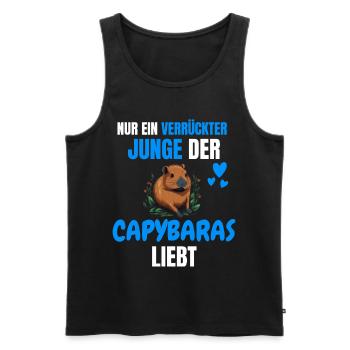Tier Verrückter Junge Lustiges Geschenk Capybara - Männer Premium Bio Tank Top - Schwarz - Vorne - AI Model Male 178 light (178cm)