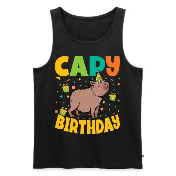 Capy Birthday - Men's Premium Organic Tank Top - black - Front - Michal (187cm)