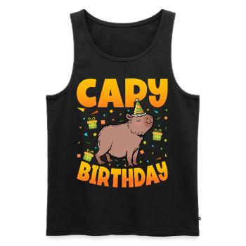 Capy Birthday - Men's Premium Organic Tank Top - black - Front - Michal (187cm)