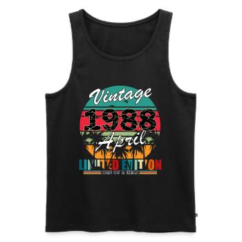 April 1988. Best birthday present April 1988. - Men's Premium Organic Tank Top - black - Front - Michal (187cm)