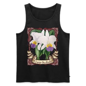 Vintage Orchid Illustration, I-Love-Orchids - Men's Premium Organic Tank Top - black - Front - Michal (187cm)