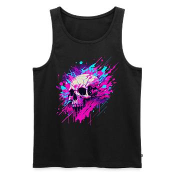 Vaporwave Skull Urban Aesthetic Pastel Goth Street - Männer Premium Bio Tank Top - Schwarz - Vorne - Michal (187cm)