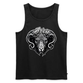 Aries Ram Astrological Sign Ornate Zodiac - Men's Premium Organic Tank Top - black - Front - AI Model Male 178 light (178cm)