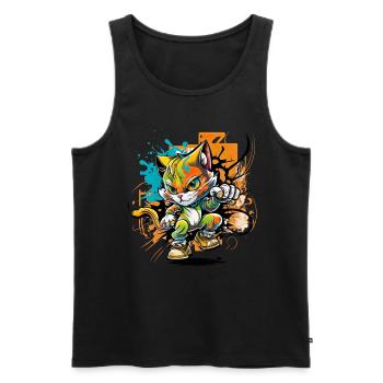 Streetstyle Katze Graffiti Kunst Streetart - Männer Premium Bio Tank Top - Schwarz - Vorne - AI Model Male 178 light (178cm)