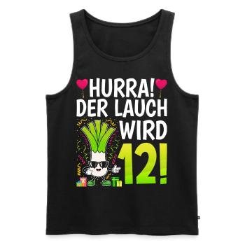 Hurra der Lauch wird 12 - Männer Premium Bio Tank Top - Schwarz - Vorne - AI Model Male 178 light (178cm)