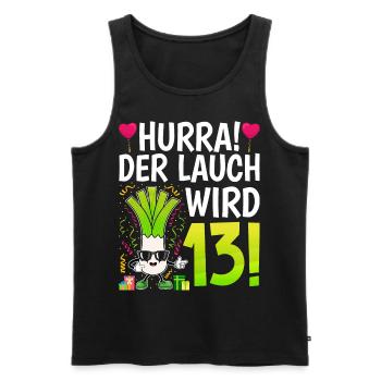 Hurra der Lauch wird 13 - Männer Premium Bio Tank Top - Schwarz - Vorne - AI Model Male 178 light (178cm)