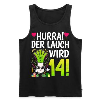 Hurra der Lauch wird 14 - Männer Premium Bio Tank Top - Schwarz - Vorne - Michal (187cm)