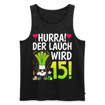 Hurra der Lauch wird 15 - Männer Premium Bio Tank Top - Schwarz - Vorne - AI Model Male 178 light (178cm)