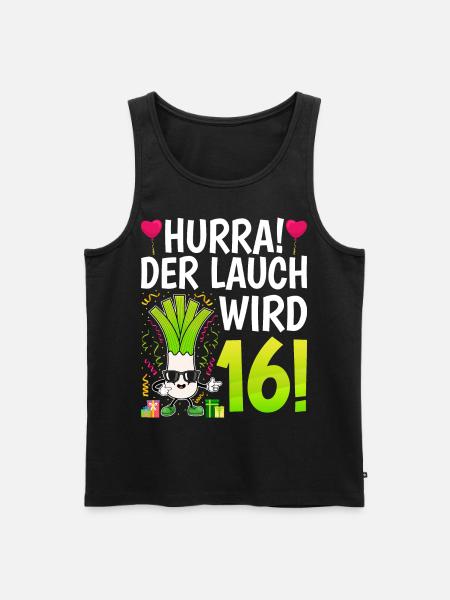 Hurra der Lauch wird 16 - Männer Premium Bio Tank Top - Schwarz