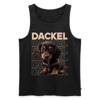 teckel à poil dur, teckel, chien, chiens, chiot, teckel - Débardeur bio Premium Homme - noir - Devant - Michal (187cm)