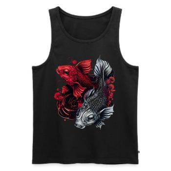 Poissons Koi Poissons du zodiaque Astrologie Signe japonais Aes - Débardeur bio Premium Homme - noir - Devant - Michal (187cm)