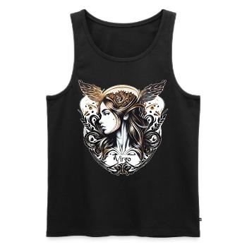 Belle Vierge Fille Ange Astrologie du Zodiaque Signe H - Débardeur bio Premium Homme - noir - Devant - AI Model Male 178 light (178cm)