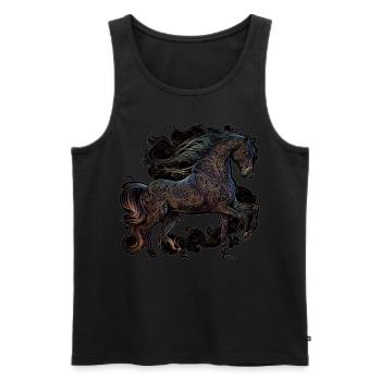 Cheval tribal Zodiaque Tribal Animal Chinois Astrologue - Débardeur bio Premium Homme - noir - Devant - AI Model Male 178 light (178cm)