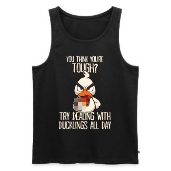 Le canard joyeux de Dcukling avec un doigt d’honneur - Débardeur bio Premium Homme - noir - Devant - Michal (187cm)