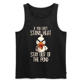 Stay Out Motherducker Duck avec un doigt d’honneur - Débardeur bio Premium Homme - noir - Devant - Michal (187cm)