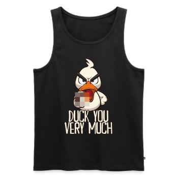 Duck You Funny duck with middle finger saying - Men's Premium Organic Tank Top - black - Front - Michal (187cm)