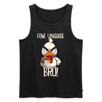 Fowl Language Funny duck with middle finger saying - Men's Premium Organic Tank Top - black - Front - AI Model Male 178 light (178cm)