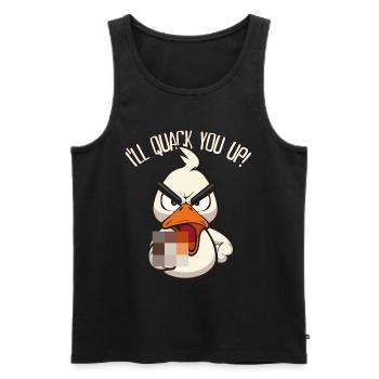 Quack You Up Drôle de canard avec un majeur - Débardeur bio Premium Homme - noir - Devant - Michal (187cm)