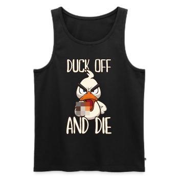 Duck Off Funny duck with middle finger - Men's Premium Organic Tank Top - black - Front - Michal (187cm)