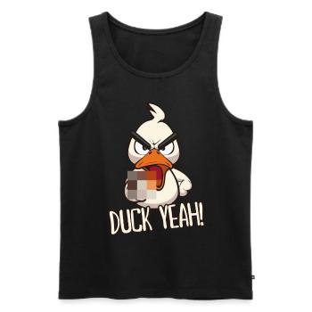 Duck yes! Funny duck with middle finger - Men's Premium Organic Tank Top - black - Front - Michal (187cm)