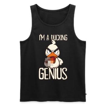 I'm a Ducking Genius Funny duck with middle finger - Men's Premium Organic Tank Top - black - Front - Michal (187cm)