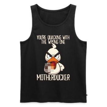 Motherducker Drôle de canard avec un doigt d’honneur disant - Débardeur bio Premium Homme - noir - Devant - Michal (187cm)