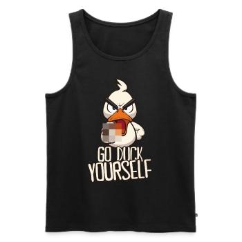 Go Duck Yourself Funny duck with middle finger - Men's Premium Organic Tank Top - black - Front - Michal (187cm)