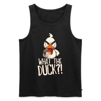 What the Duck Funny duck with middle finger saying - Men's Premium Organic Tank Top - black - Front - Michal (187cm)