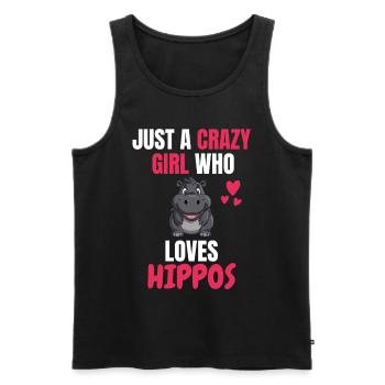 Verrücktes Mädchen Afrika Tier Geschenk Nilpferd - Männer Premium Bio Tank Top - Schwarz - Vorne - Michal (187cm)