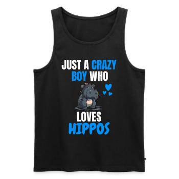 Verrückter Junge Afrika Tier Geschenk Nilpferd - Männer Premium Bio Tank Top - Schwarz - Vorne - Michal (187cm)